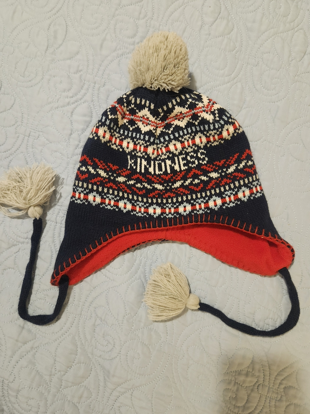 Ellen Degeneres Women's  'Kindness' Pom-Pom Winter Hat - Navy & Red